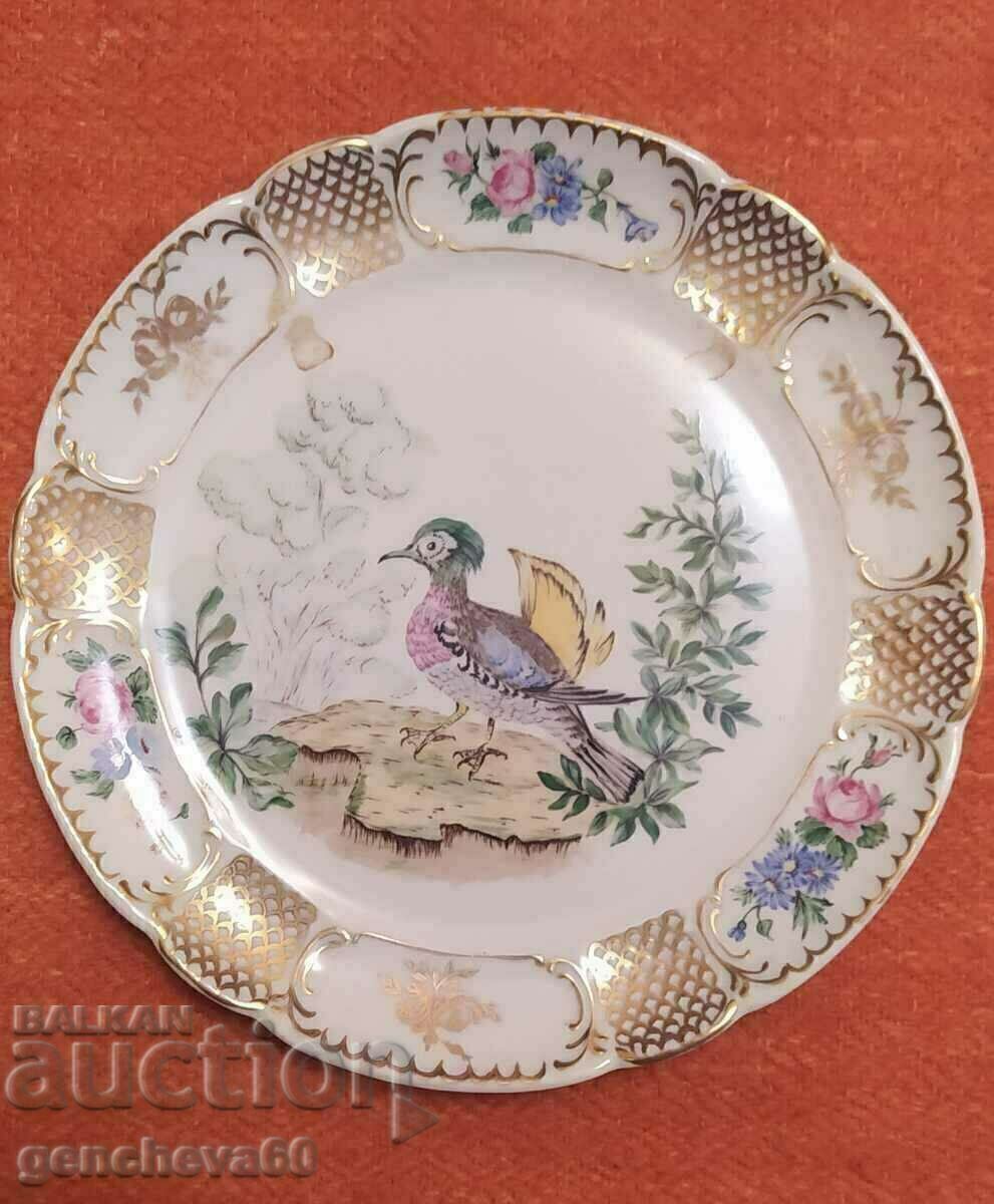 Licitație Rară farfurie de perete din porțelan LANGENTAL aurit, marcată