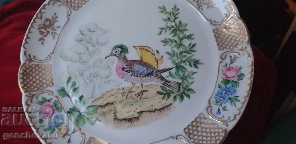 Livrarea Rară farfurie de perete din porțelan LANGENTAL aurit, marcată