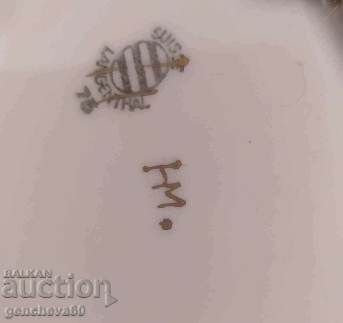 Rară farfurie de perete din porțelan LANGENTAL aurit, marcată - 6