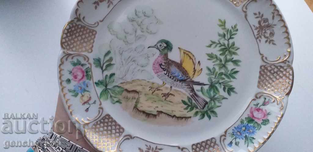 Rară farfurie de perete din porțelan LANGENTAL aurit, marcată - 7