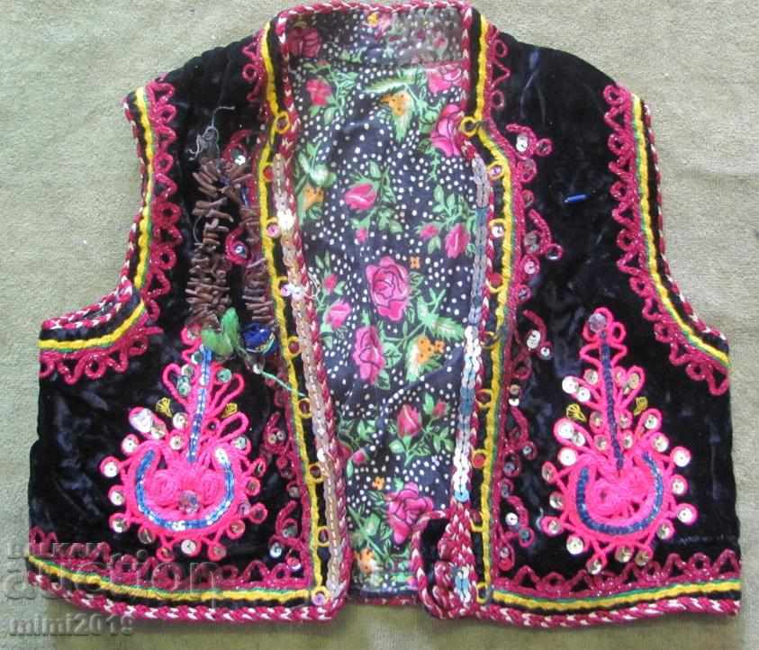 19th century Folk Art Children's Velvet Vest