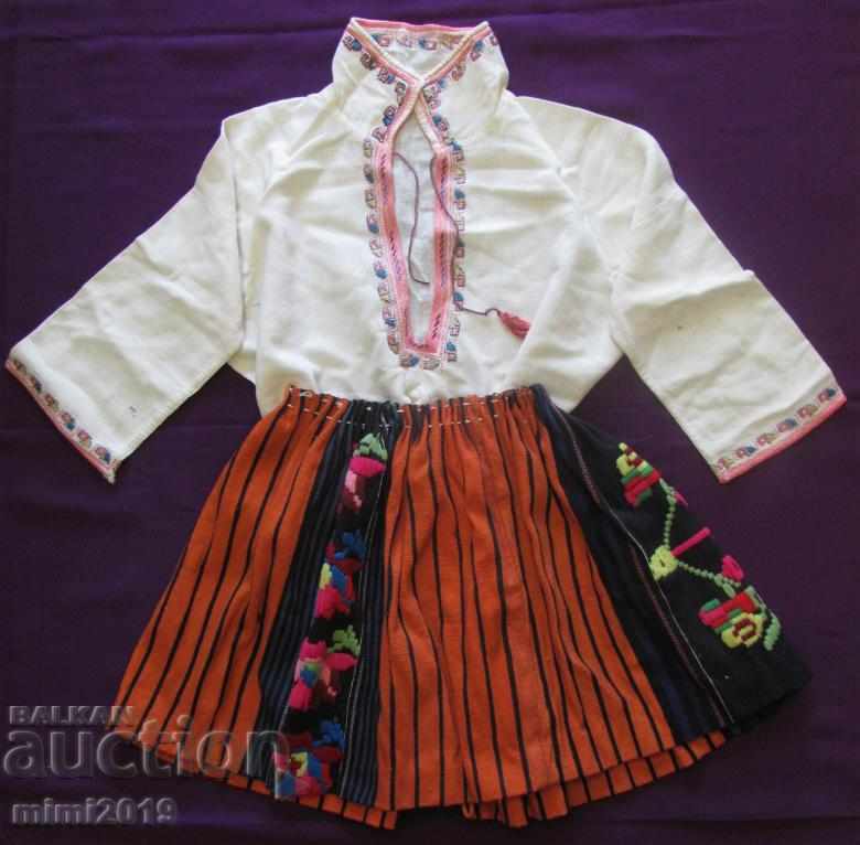 Costum pentru copii de artă populară din secolul al XIX-lea, broderie manuală