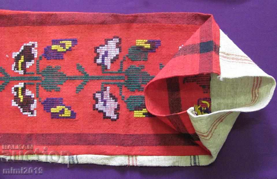 Delivery of 19th Century Folk Art Hand Woven and Embroidered Wool Pillow Delivery of 19th Century Folk Art Hand Woven and Embroidered Wool Pillow