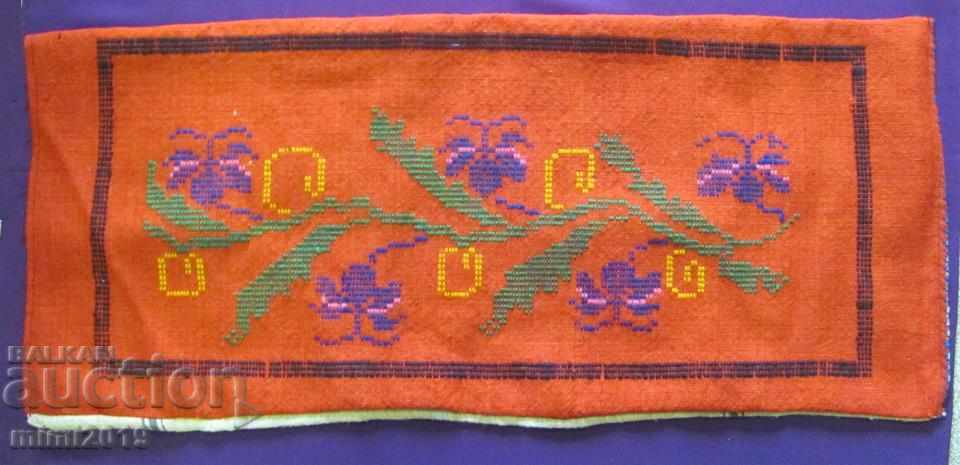 19th Century Folk Art Hand Woven and Embroidered Wool Pillow
