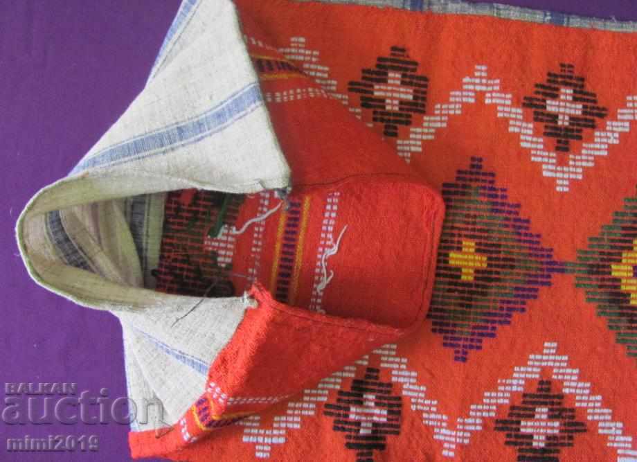 19th Century Folk Art Hand Woven and Embroidered Wool Pillow - 6 19th Century Folk Art Hand Woven and Embroidered Wool Pillow - 6