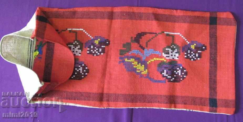 19th Century Folk Art Hand Woven and Embroidered Wool Pillow - 5 19th Century Folk Art Hand Woven and Embroidered Wool Pillow - 5