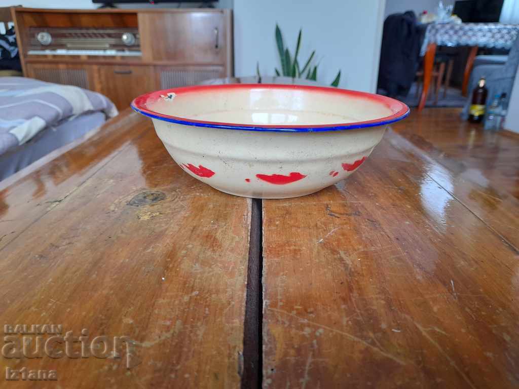 Old enamelled bowl, bowl