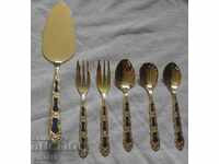 Позлатени 24 кар.прибори за хранене-вилици,лъжици и шпатула