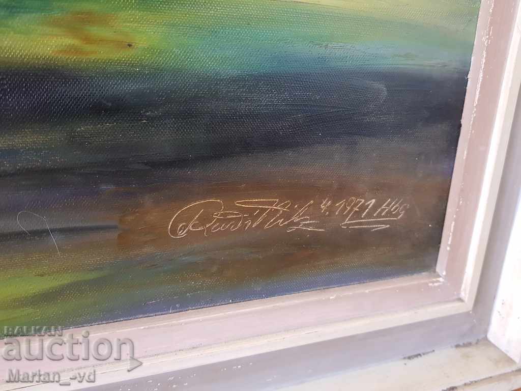Auction Large oil / canvas painting 1971. Auction Large oil / canvas painting 1971.