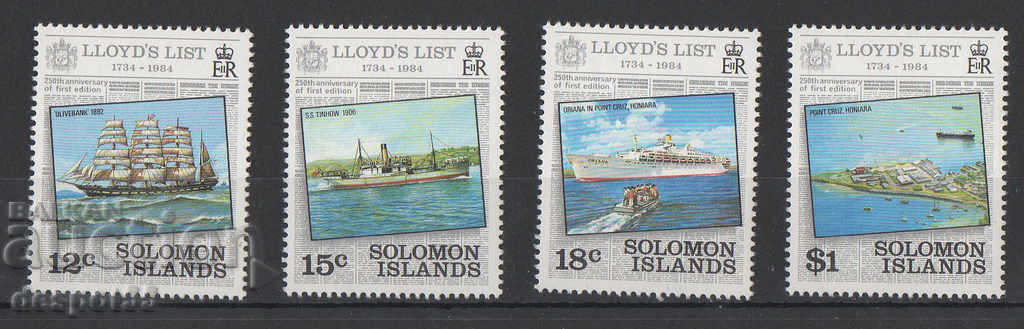 1984. Solomon Islands. 250th anniversary of Lloyd's List.