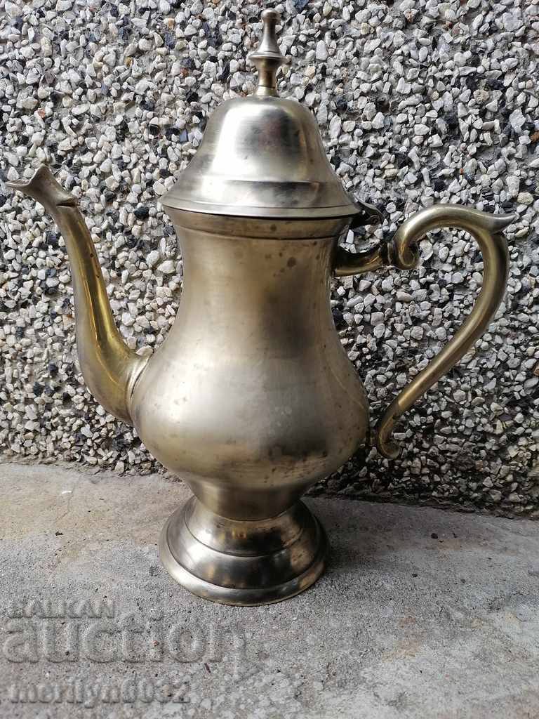 Old brass teapot with silver-plated coffee pot jug kitchen utensils with price 55.00 BGN | € 28.12 Old brass teapot with silver-plated coffee pot jug kitchen utensils with price 55.00 BGN | € 28.12