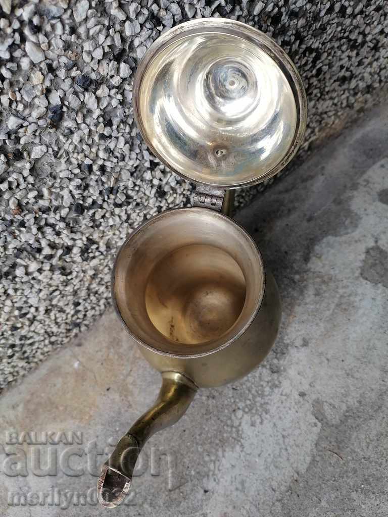 Old brass teapot with silver-plated coffee pot jug kitchen utensils - 5 Old brass teapot with silver-plated coffee pot jug kitchen utensils - 5