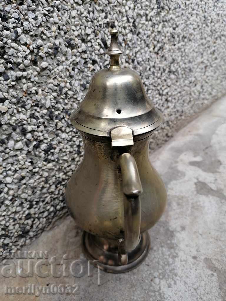 Old brass teapot with silver-plated coffee pot jug kitchen utensils - 6 Old brass teapot with silver-plated coffee pot jug kitchen utensils - 6