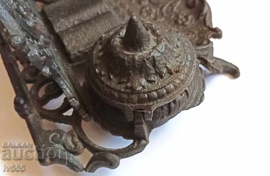 FOR SALE AN OLD BEAUTIFUL GERMAN METAL INKWARE FOR A WRITING STATION - 6 FOR SALE AN OLD BEAUTIFUL GERMAN METAL INKWARE FOR A WRITING STATION - 6