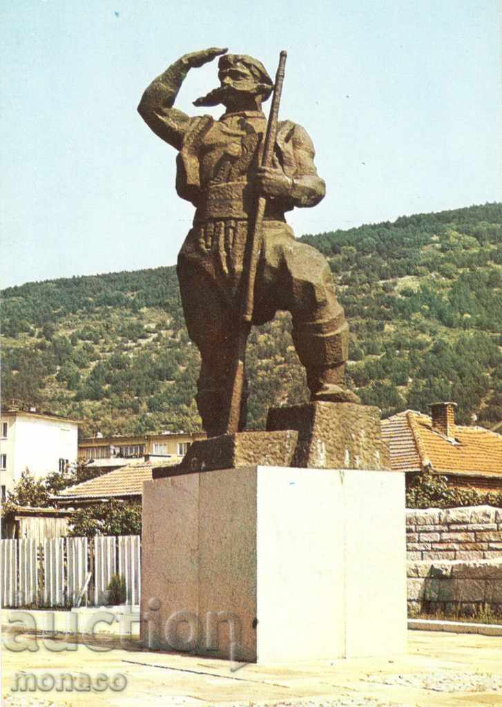 Old postcard - Sliven, Monument to P. Hitov