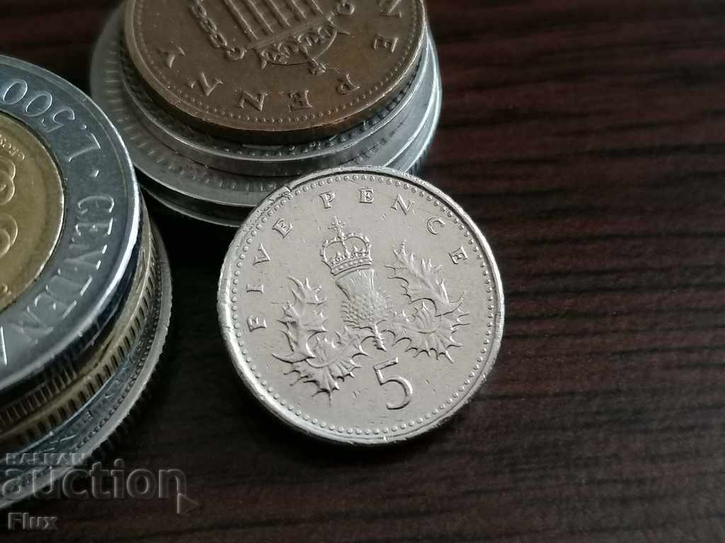 Монета - Великобритания - 5 пенса | 2001г.