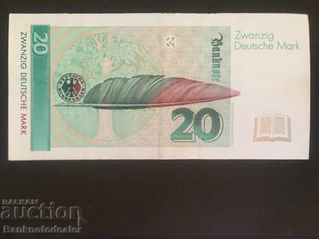 Germany 20 Mark 1993 Pick 39b Ref 61K4 with price 40.00 BGN | € 20.45 Germany 20 Mark 1993 Pick 39b Ref 61K4 with price 40.00 BGN | € 20.45