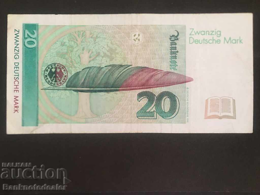 Germany 20 Mark 1993 Pick 39b Ref 83Y3 with price 32.00 BGN | € 16.36 Germany 20 Mark 1993 Pick 39b Ref 83Y3 with price 32.00 BGN | € 16.36