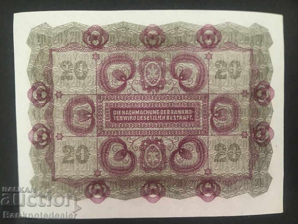 Austria 20 Kronen 1922 Pick 79 Ref 6635 with price 8.00 BGN | € 4.09 Austria 20 Kronen 1922 Pick 79 Ref 6635 with price 8.00 BGN | € 4.09