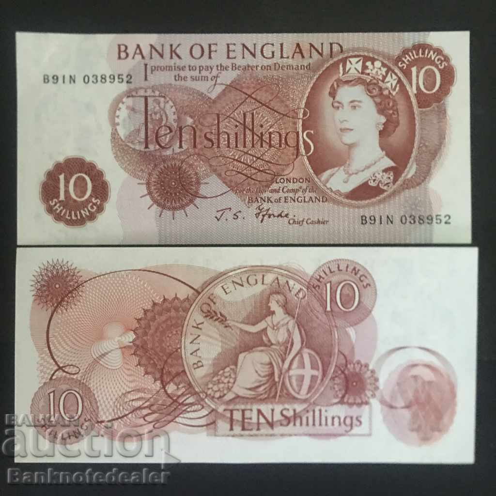 England 10 shillings 1966 J.S. Fforde Pick 373c Unc Ref 8952