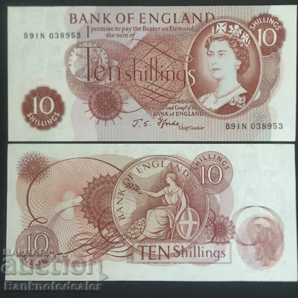 England 10 shillings 1966 J.S. Fforde Pick 373c Unc Ref 8953