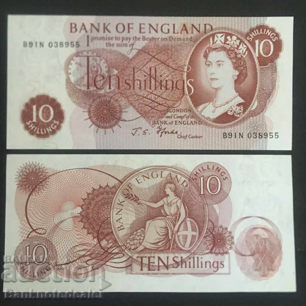 England 10 shillings 1966 J.S. Fforde Pick 373c Unc Ref 8955