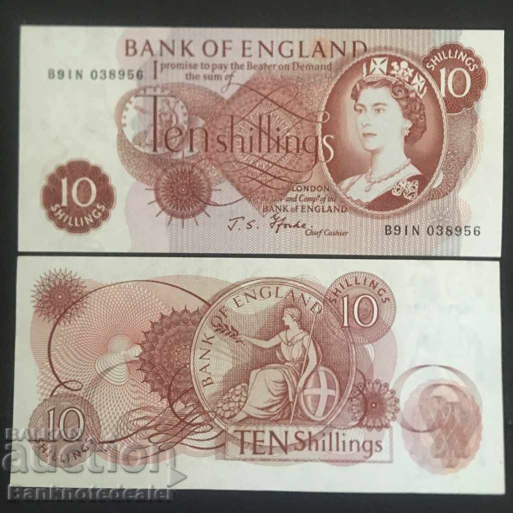 England 10 shillings 1966 J.S. Fforde Pick 373c Unc Ref 8956
