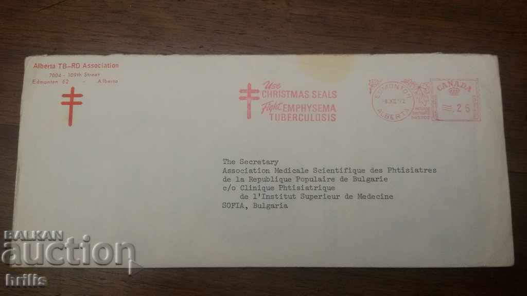 POSTAL ENVELOPE TRAVELED FROM CANADA TO BULGARIA - CHRISTMAS 1972