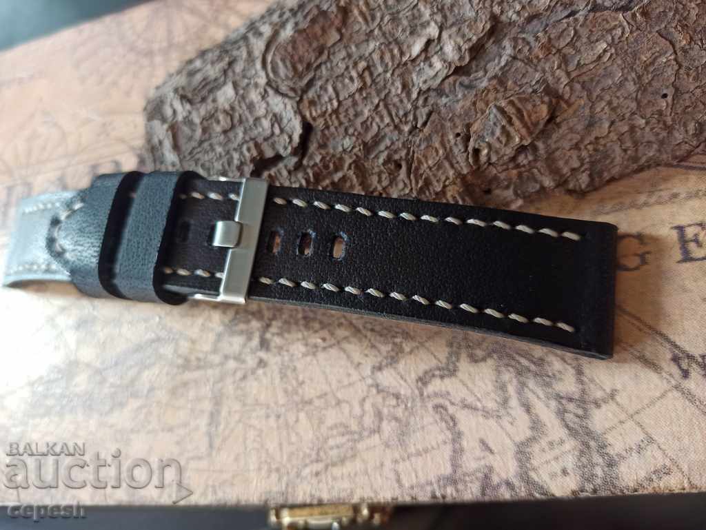 Leather watch strap 24mm Genuine leather by hand 797 - 5 Leather watch strap 24mm Genuine leather by hand 797 - 5