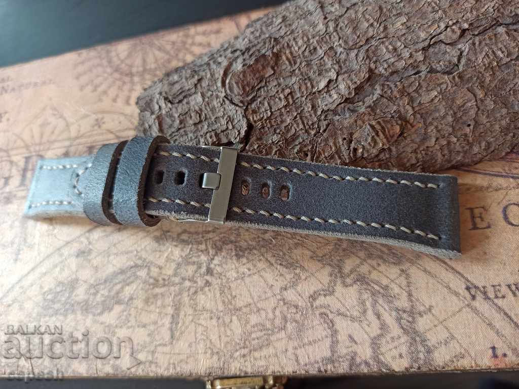 Leather watch strap 24mm Genuine leather by hand 796 - 5 Leather watch strap 24mm Genuine leather by hand 796 - 5