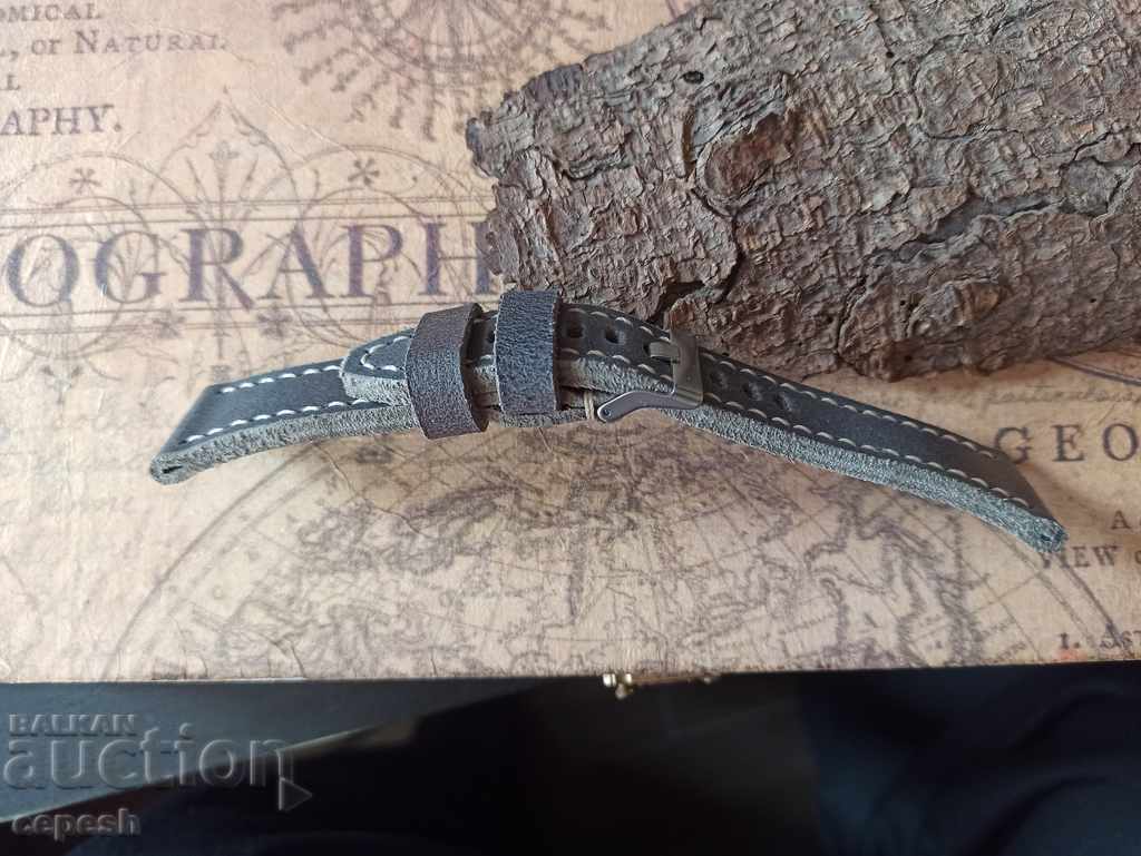 Leather watch strap 24mm Genuine leather by hand 796 - 6 Leather watch strap 24mm Genuine leather by hand 796 - 6