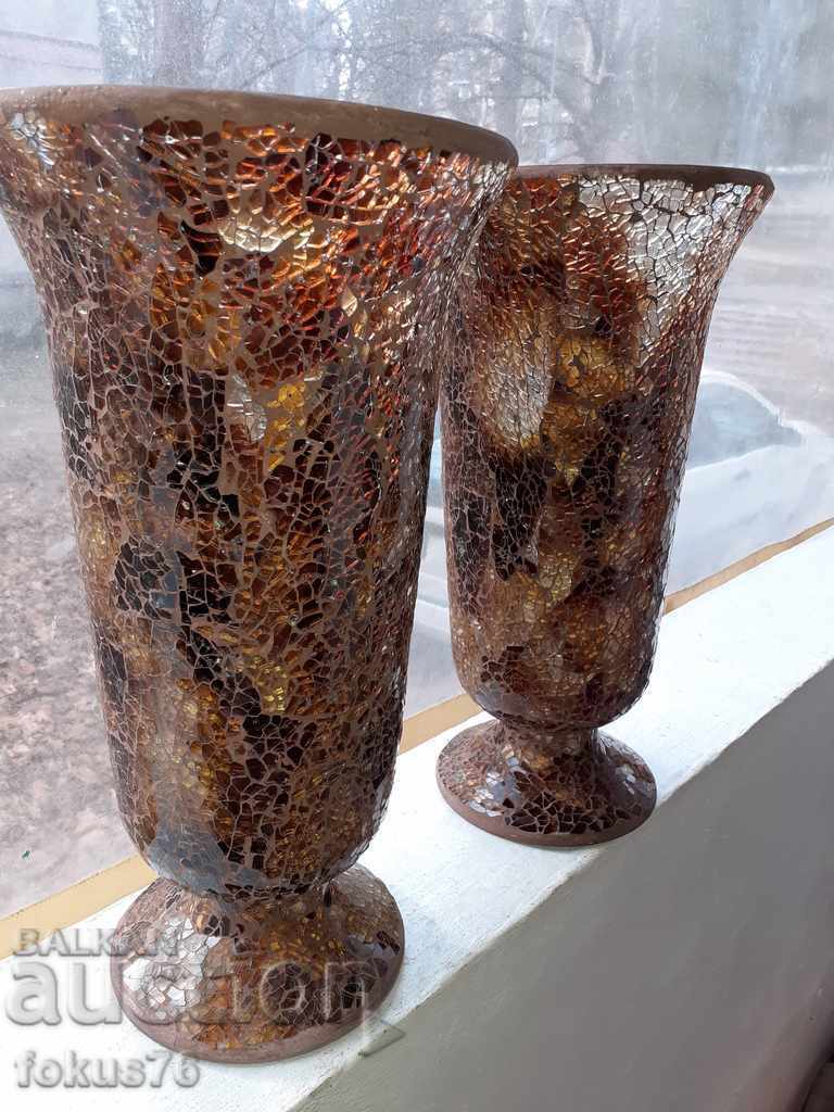 Delivery of Two great large vases glass mosaic Uniques Delivery of Two great large vases glass mosaic Uniques