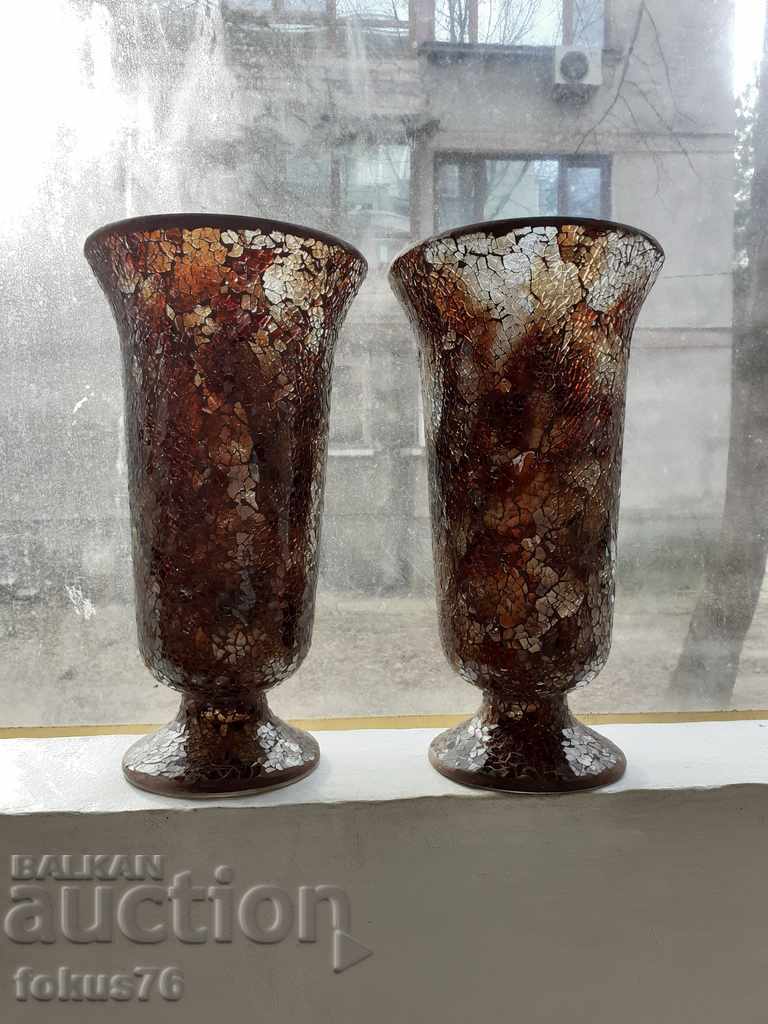 Две страхотни големи вази стъклена мозайка Уникати