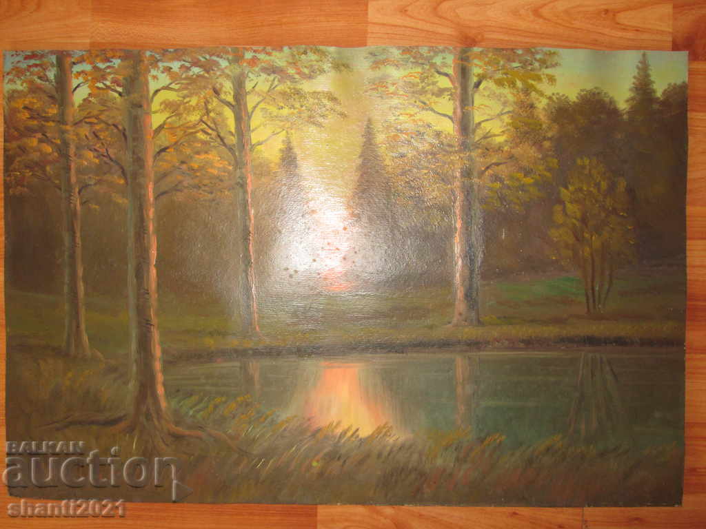 Painting - oil in / in cardboard, landscape, 60x40 cm.