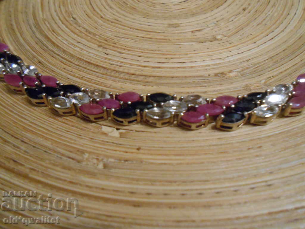 Attractive SILVER BRACELET, RUBBER CORUND SAPPHIRE - 7 Attractive SILVER BRACELET, RUBBER CORUND SAPPHIRE - 7