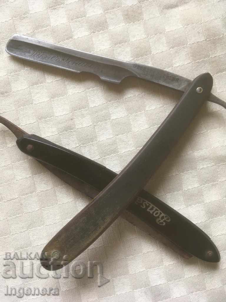 Auction  STRAIGHT RAZOR 2 PCS AND LEATHER STROP SHARPENER
