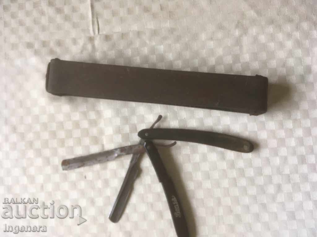STRAIGHT RAZOR 2 PCS AND LEATHER STROP SHARPENER