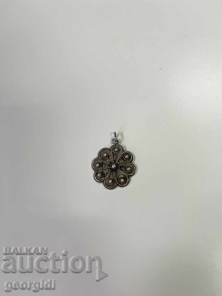 Silver filigree pendant №1641