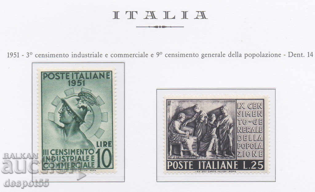 1951 Rep. Italia. Recensământul industrial și general italian
