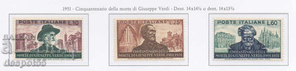 1951. Rep. Ιταλία. 50 χρόνια από τον θάνατο του Βέρντι.