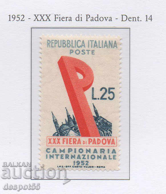 1952. Rep. Italy. 30th International Fair in Padua.