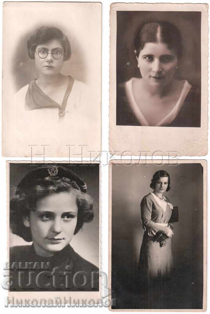 4 pcs OLD PHOTOS YOUNG BEAUTIFUL WOMEN SIZE ≈ 14 x 9 cm A956
