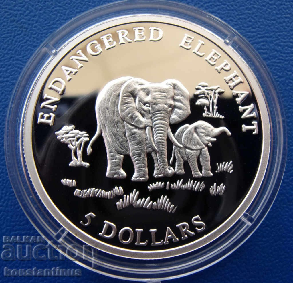 Liberia $ 5 2000 PROOF UNC Rare