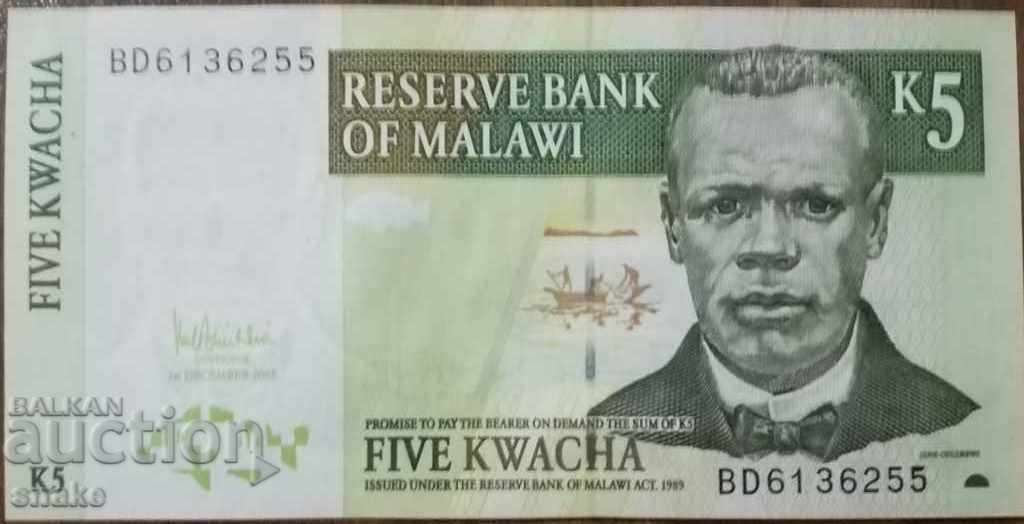 Malawi 5 kvacha 2005 UNC nou