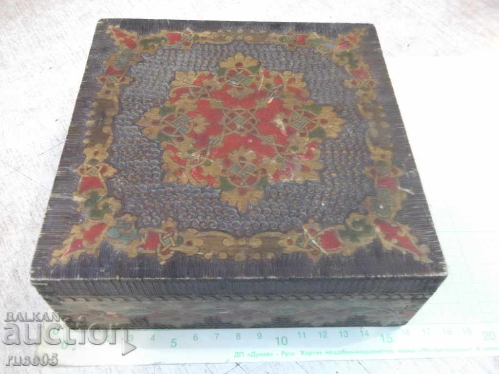 Wooden box pyrographed old from soc - 1