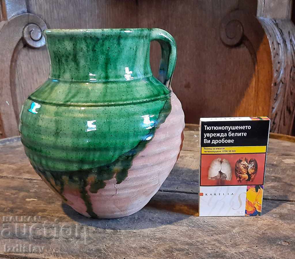 Old glazed pot with interesting handles with price 70.00 BGN | € 35.79