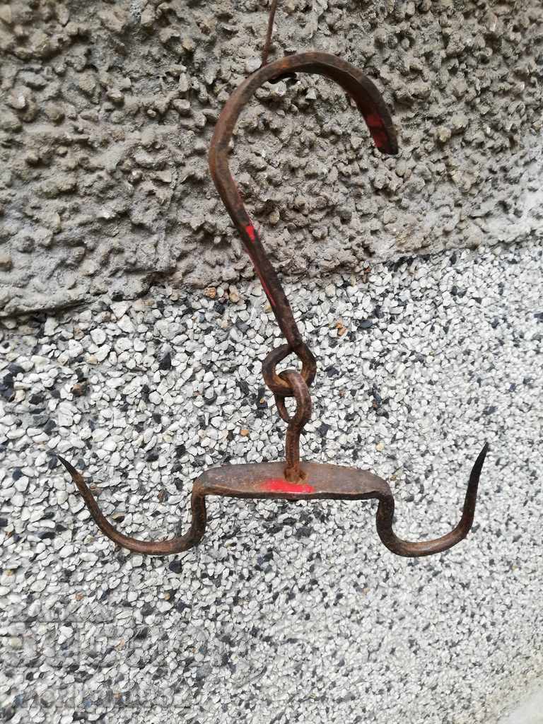 An old forged scraping hook, double twin - 5 An old forged scraping hook, double twin - 5