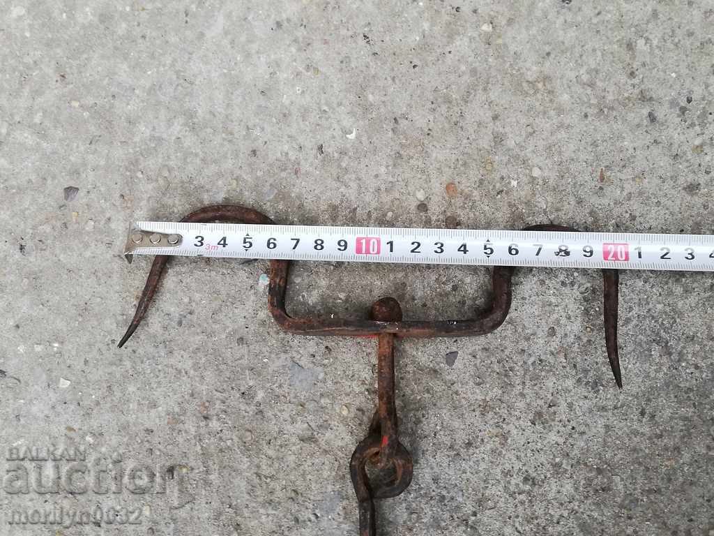 An old forged scraping hook, double twin - 6 An old forged scraping hook, double twin - 6