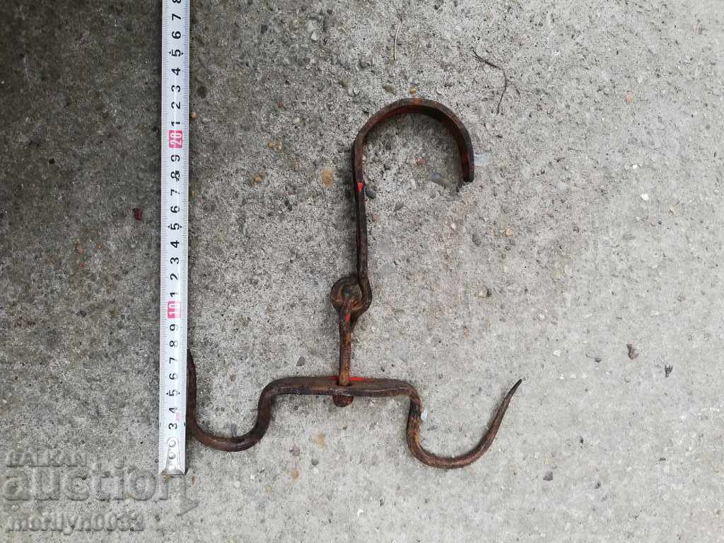 An old forged scraping hook, double twin - 7 An old forged scraping hook, double twin - 7