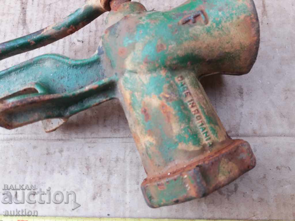 OLD MASSIVE MEAT GRINDER, WITH MARKING AND ENAMEL with price 13.99 BGN | € 7.15 OLD MASSIVE MEAT GRINDER, WITH MARKING AND ENAMEL with price 13.99 BGN | € 7.15